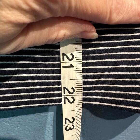 J.Jill Size Large Cap Sleeve Knit Top Wearever Collection Navy White Stripe - Picture 4 of 6